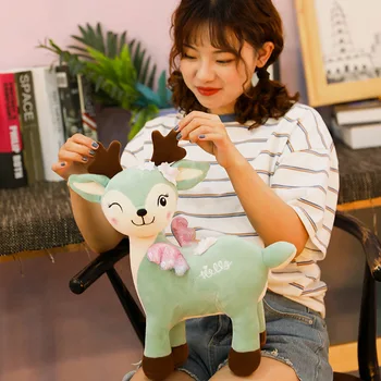 60 cm słodkie miękkie pluszowe zwierzęta jeleń zabawki poduszki dla dzieci lalka zabawka ze Skrzydłami dla dzieci prezent na urodziny cętkowany jeleń pluszowe ślub lalka