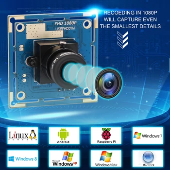 60fps 2megapixel 1080p CMOS OV2710 z obiektywem 2.1 mm full hd MJPEG high speed Mini CCTV USB Camera Module Android /Linux/Windows