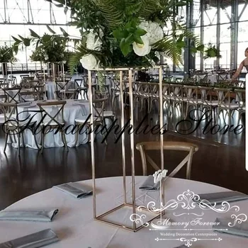 6szt prostokątna wazonów kwiatów regał na wystawę towarów ślub Złoty kwiat stoisko zdarzenie partia dekoracja stołu