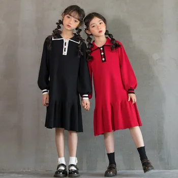 6Y To 16Y Girls Dress Knit Big Girls Clothes Size 14/16 Children Sukienka Elegant Dress 2020 Fall Baby Clothes Midi Long,#5663