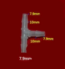 7.9 mm z tworzywa sztucznego równy trójnik kolczasty rura przyłącze powietrza wąż wodny