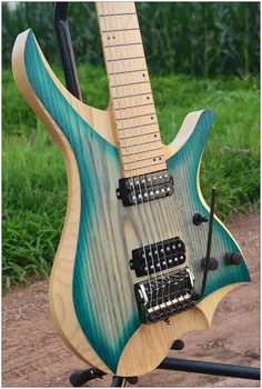 7 sekcję ciągu безголовая gitara elektryczna styl blue burst color Flame maple Neck w magazynie darmowa wysyłka