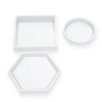 7 szt żywice silikonowe formy DIY Kryształ coaster formy silikonowe zawierają prostokątny, kwadratowy, okrągły, sześciokąt ośmiokąt formę