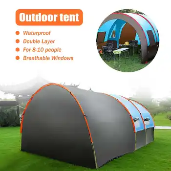 8-10 osób wodoszczelny przenośny podróży camping, piesze wycieczki podwójna warstwa otwarty namiot 480x310x210cm dla dużej rodziny 4 sezonu