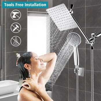8-calowy kombinacja prysznicem, prysznic ręczny/końcówki do mycia wysokiego ciśnienia z 11-calowym przedłużką regulowana dysza łazienkowe ze stali nierdzewnej