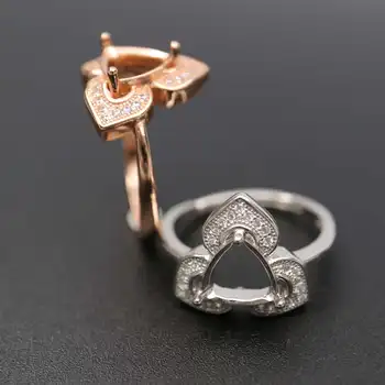 8 mm bilion utorować pierścień kwiat głowy różowe złoto powlekane stałe 925 srebro próby regulowane ustawienia pierścienia dla DIY kamienie 1294155