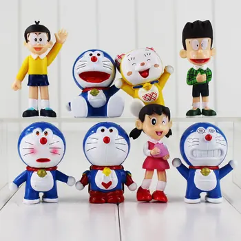 8 szt./lot 5-7 cm anime Doraemon figurka zabawka Doraemon Nobi Nobita Big G Honekawa Suneo Dorami mini model lalka