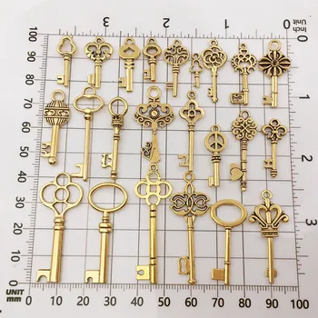 82pcs Vintage Metal Mixed Gold Small Key Charms zawieszki do tworzenia biżuterii DIY Handmade Jewelry