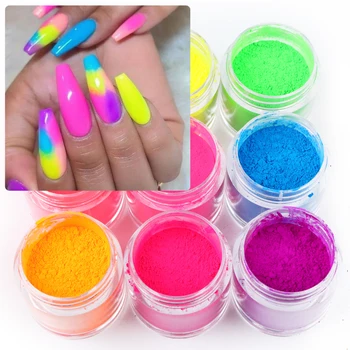 9 kolorów fluorescencji paznokci proszek Neon pigment paznokci połysk lato błyszczący pył ombre żel manicure Nail Art dekoracje 10 ml zestaw
