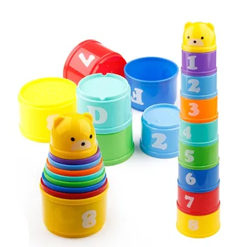 9 szt. zabawki dla dzieci figurki litery składany stos Puchar wieża dzieci wczesne zabawki edukacyjne