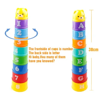 9 szt. zabawki dla dzieci figurki litery składany stos Puchar wieża dzieci wczesne zabawki edukacyjne