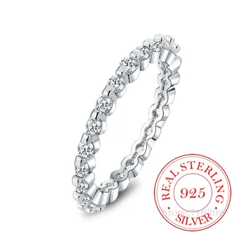 925 srebro biżuteria vintage, proste kryształowe pary ślubne srebrne pierścionki dla kobiet moda męska Anel De Prata Bijoux