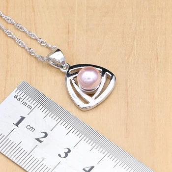 925 srebro biżuteria zestawy Różowy perła koraliki biżuteria dla kobiet Perła partii srebro biżuteria 4szt