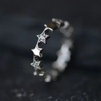 925 srebro gwiazda Cyrkon otwarte pierścienie dla kobiet moda zapobiec alergii srebro-srebro-biżuteria