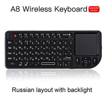 A8 bezprzewodowa klawiatura, komputer, laptop bezprzewodowa 3-w-1 Mini-klawiatura touchpad, mysz hiszpański rosyjski angielski klawiatura