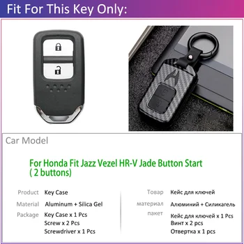 ABS Carbon Fiber Pattens Car Key Case etui do Honda Fit (Jazz Vezel HR-V Jade Button Start 2 przyciski Auto keychain