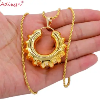 Adixyn Hollow India Jewelry Set Gold Color Earring/Naszyjnik/Pendant Fashion African Women Wedding Jewelry N10162