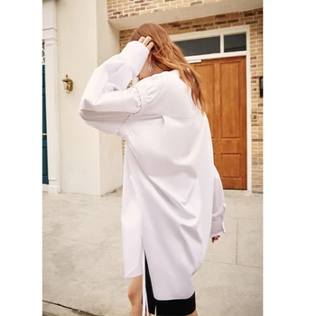AEL casual luźna koszula dla kobiet klapy kołnierza boczny wysokość Split koronki długie damskie topy meble damska 2019 moda nowy