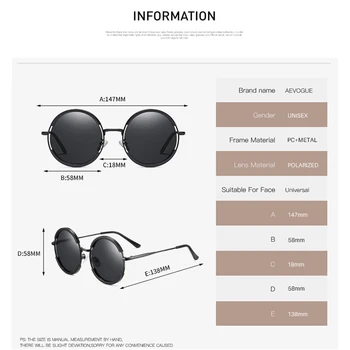 AEVOGUE nowe damskie polaryzacyjne okulary mody dla mężczyzn przez cały gatunek ramka letni styl unisex okulary przeciwsłoneczne UV400 AE0851