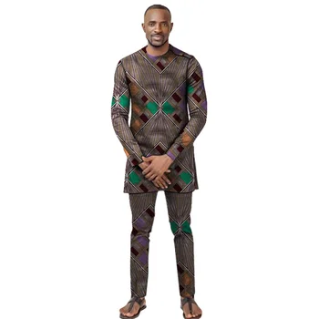 Afrykańska koszula męska, odpowiednia Pnt Fashion Dashiki Tops+spodnie na zamówienie męskie stroje Ankara Pant Set For Party