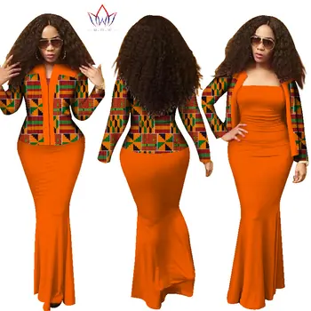 Afrykański zestaw z 2 przedmiotów dla kobiet 2020 nowy styl Dashiki Crop Top długa sukienka kostiumy plus rozmiar tradycyjna odzież WY1313
