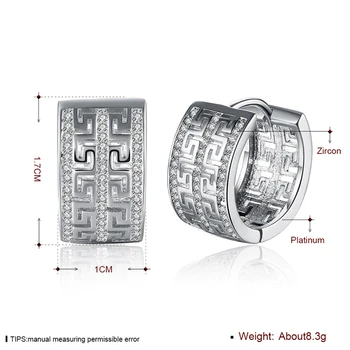 AGLOVER 1.7 cm moda S925 srebrne kolczyki podwójny rząd sprawdzone Cyrkon kolczyki dla kobiet ślubne biżuteria prezenty