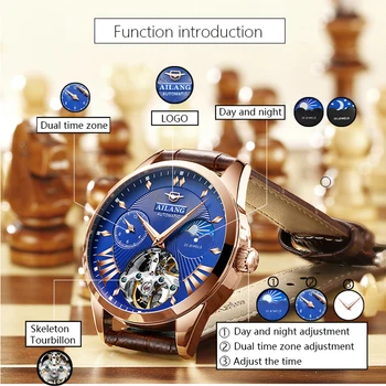 AILANG Quality Tourbillon zegarki męskie męskie automatyczne szwajcarski zegarek diesel Man Luminous Wodoodporny dive Mechanical Clock Steampunk