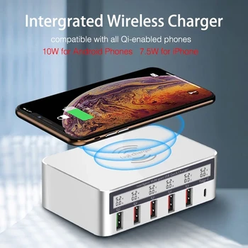 AIXXCO USB Qi bezprzewodowa ładowarka do iPhone 8 X XS MAX LED Display 10W Quick Charge 3.0 szybka bezprzewodowa ładowarka do Samsung s9+