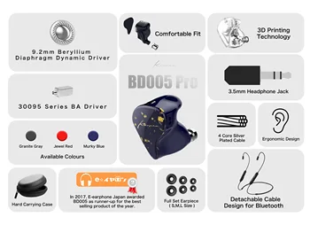AK KINERA BD005 1BA+1DD Pro Hybrid In Ear Słuchawki HIFI DJ Monitor słuchawki Running Sport Earplug zestaw słuchawkowy