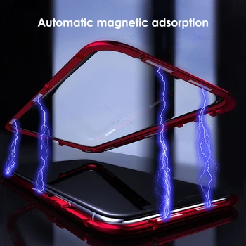 Akcoo magnetyczna adsorpcji metalowe etui dla telefonu iPhone 11 Pro Max z przodu i z tyłu z hartowanego szkła dla iPhone 6s 7 8 XR XS Max Case
