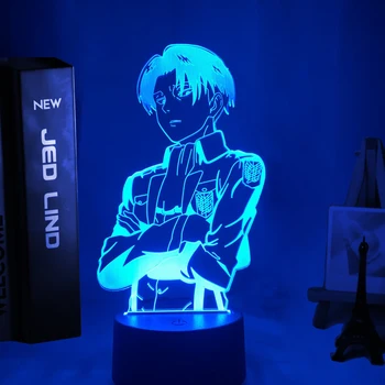 Akrylowa lampa Anime Attack on Titan do użytku domowego wystroju pokoju Light Cool Kid Child Gift Captain Levi Ackerman Figure Night Light