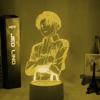 Akrylowa lampa Anime Attack on Titan do użytku domowego wystroju pokoju Light Cool Kid Child Gift Captain Levi Ackerman Figure Night Light
