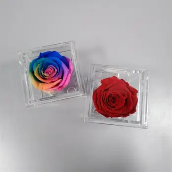 Akrylowy Kwiat skrzynia Walentynki prezent jedna ramka Rose małe pudełka niespodzianka prezent przyjaciółce bez kwiatów