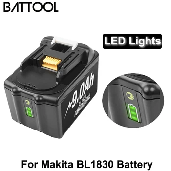 Akumulator 18V 9000mAh led bateria litowa dla Makita 18volt Baterii BL1830 BL1815 BL1860 BL1840 1942053 Battery Tools