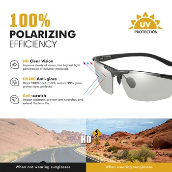 Aluminium magnez fotochromowe okulary polaryzacyjne mężczyźni Kameleon jazdy punkty nadmiernego oświetlenia okulary przeciwsłoneczne UV400 zonnebril heren