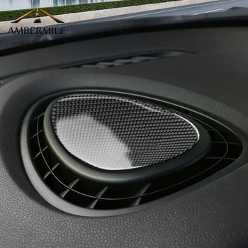 AMBERMILE Carbon Fiber Car Console Air Outlet Vent Cover naklejki tapicerka do Mini Cooper JCW One F55 F56 F54 akcesoria