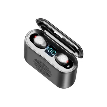 Amoi F9 wireless binaural mini digital display 5.0 Bluetooth speaker two-in-one audio manufacturer TWS Bluetooth headset