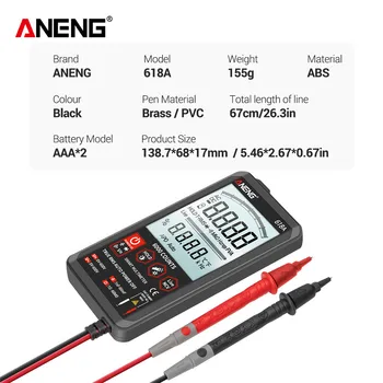 ANENG 618A multimetr cyfrowy profesjonalny Smart Touch analogowy DC True RMS Auto Tester tranzystorowy kondensator NCV Detecter Meter
