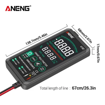 ANENG 618C multimetr cyfrowy Smart Touch DC analogowy bar True RMS Auto Tester profesjonalny tranzystorowy kondensator NCV testery metr