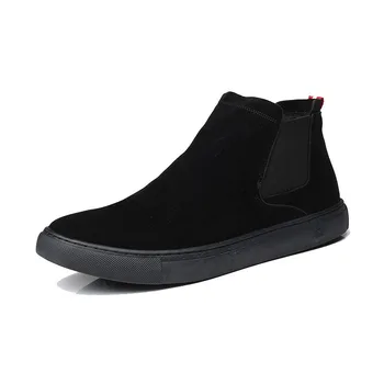 Anglia projekt moda męska Chelsea buty krowi zamsz buty czarne buty poślizgu na płaskiej platformie botki sapatos botas męski