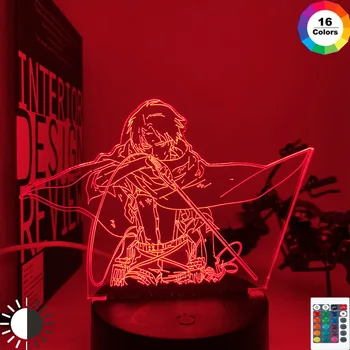 Anime Atak Tytanów 3d lampa Levi Ackerman light do dekoracji sypialni dla dzieci prezent atak na tytanie LED Night Light Levi