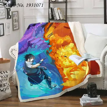 Anime Naruto Uzumaki do druku 3D Флисовое koc na łóżku grube koce moda narzuta Sherpa rzucić koc dorosłych dzieci 09