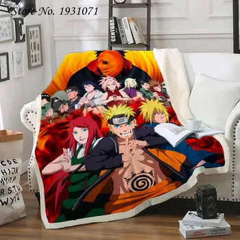 Anime Naruto Uzumaki do druku 3D Флисовое koc na łóżku grube koce moda narzuta Sherpa rzucić koc dorosłych dzieci 09