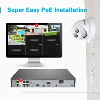 ANNKE 16CH 4K Ultra HD POE Network Video Security System 8MP H. 265 NVR z 12X 8MP 30m EXIR Night Vision Weatherproof IP Camera