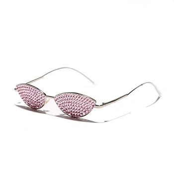 Antyczne Diamentowe Okulary Kobiety Luksusowej Marki Projektant Okulary Kocie Oko Odcienie Rhinestone Soczewki Panie Kryształ Punkty