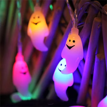 AOSONG Halloween Lights Ghost Smiley Led String Lights Creative Solar Decorative Lights