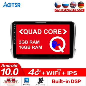 AOTSR Android 10.0 16GB samochodowy odtwarzacz multimedialny dla Peugeot 2008 208 2011-2019 1 din stereo radio GPS tracker radioodtwarzacz stereo