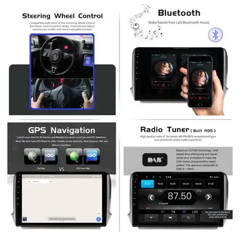 AOTSR Android 10.0 16GB samochodowy odtwarzacz multimedialny dla Peugeot 2008 208 2011-2019 1 din stereo radio GPS tracker radioodtwarzacz stereo