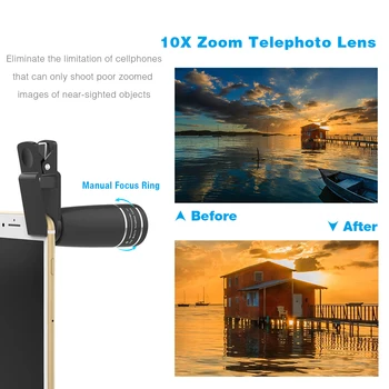 APEXEL phone Camera Lens Kit 10 in 1 Fisheye Wide Macro 10x teleskop Star Filter CPL soczewki Huawei Samsung wszystkie telefony