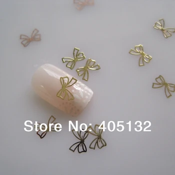 Approx. 1000pcs/bag Metal Gold Bow Design Non-adhesive Metal Plastry Nail Art Decoration MS-267-2